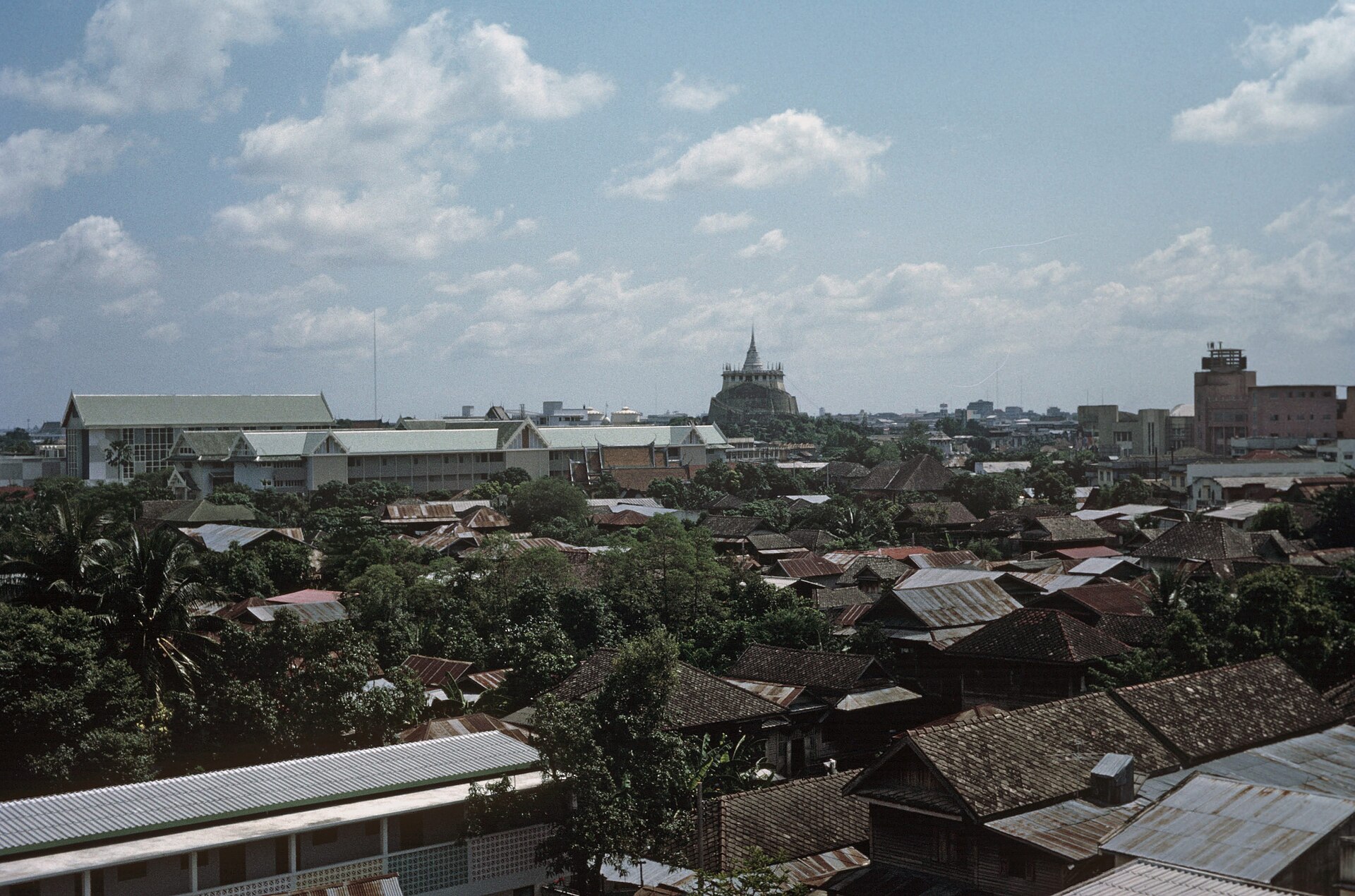 Bangkok skyline temple
