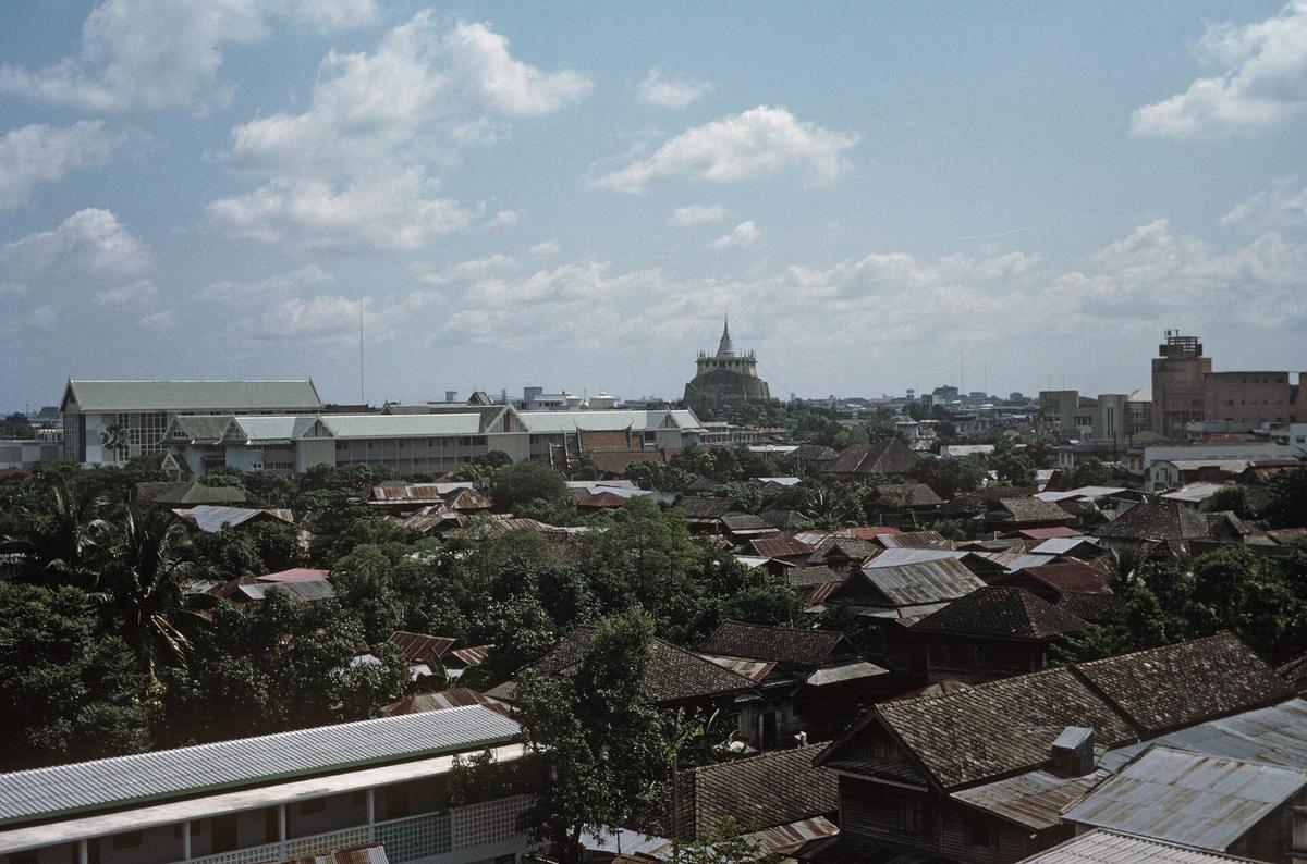 Bangkok skyline temple